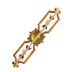 Broche Épingle en or jaune, péridot et perles - Castafiore