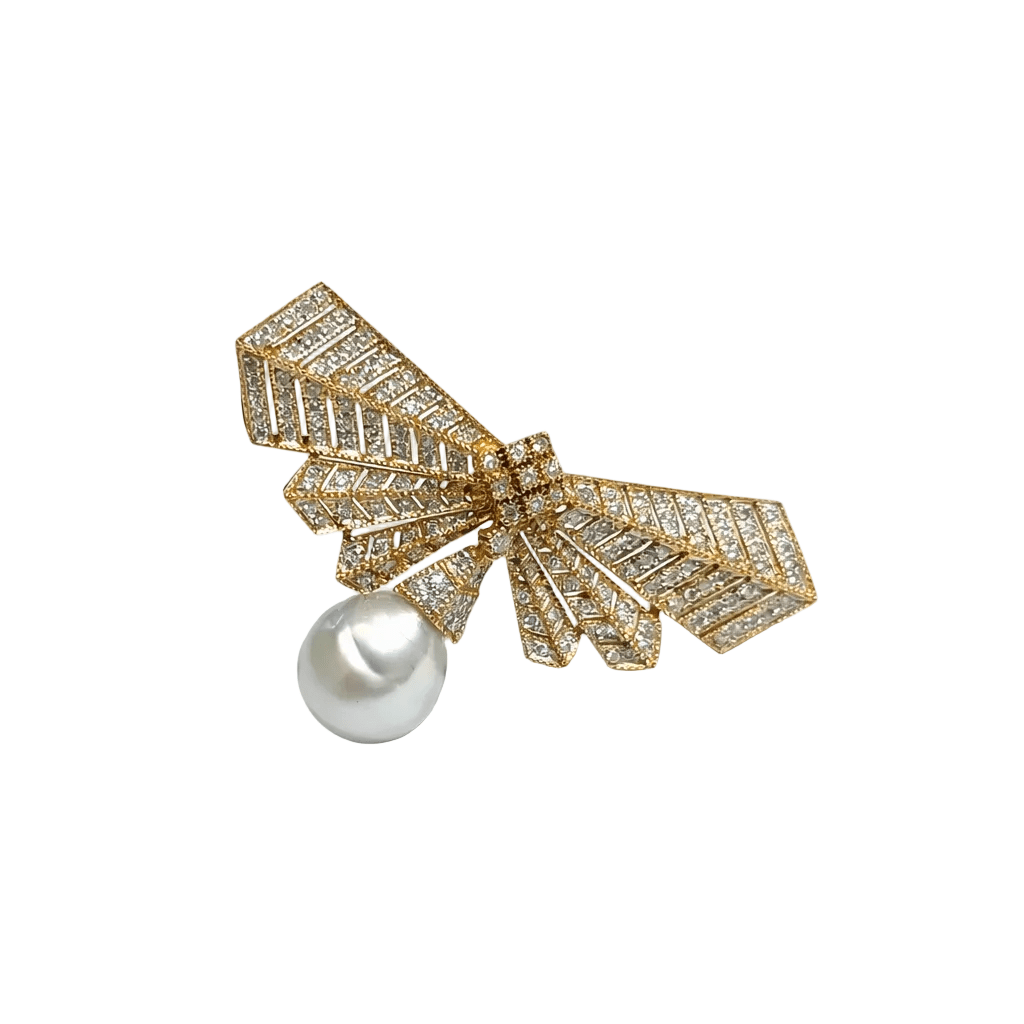 Broche Épingle en or jaune, perle et diamants - Castafiore