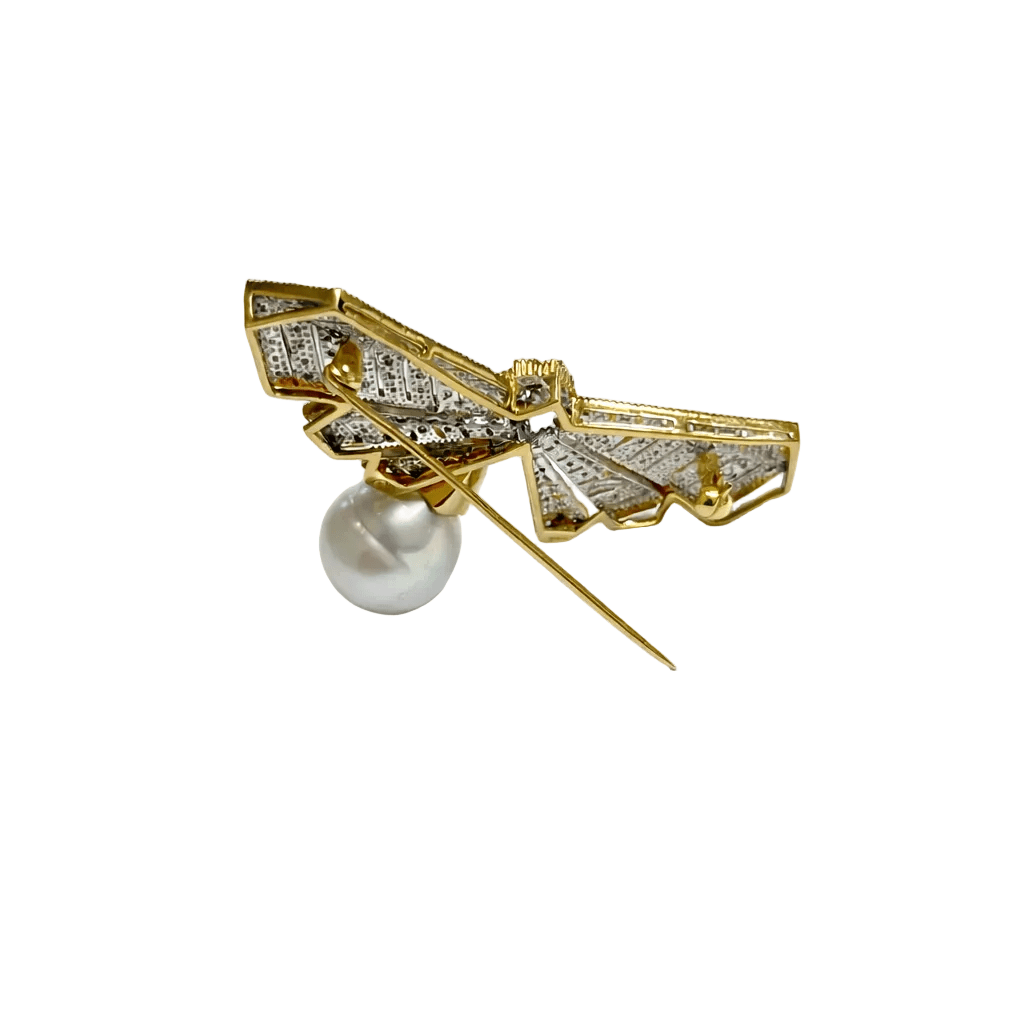 Broche Épingle en or jaune, perle et diamants - Castafiore