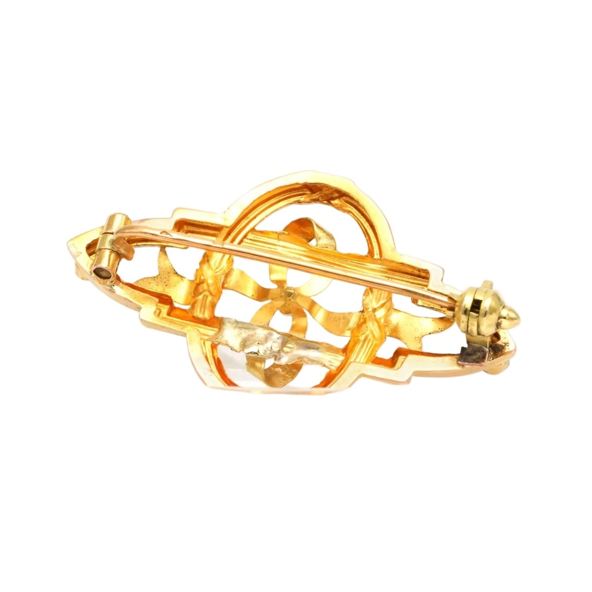 Broche Épingle en or jaune, perle et rubis - Castafiore