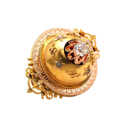 Broche Épingle en or jaune, perles et diamant - Castafiore