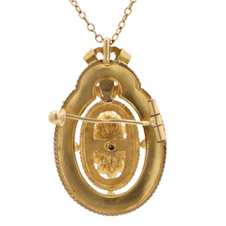 Broche Épingle en or jaune, perles et grenat - Castafiore