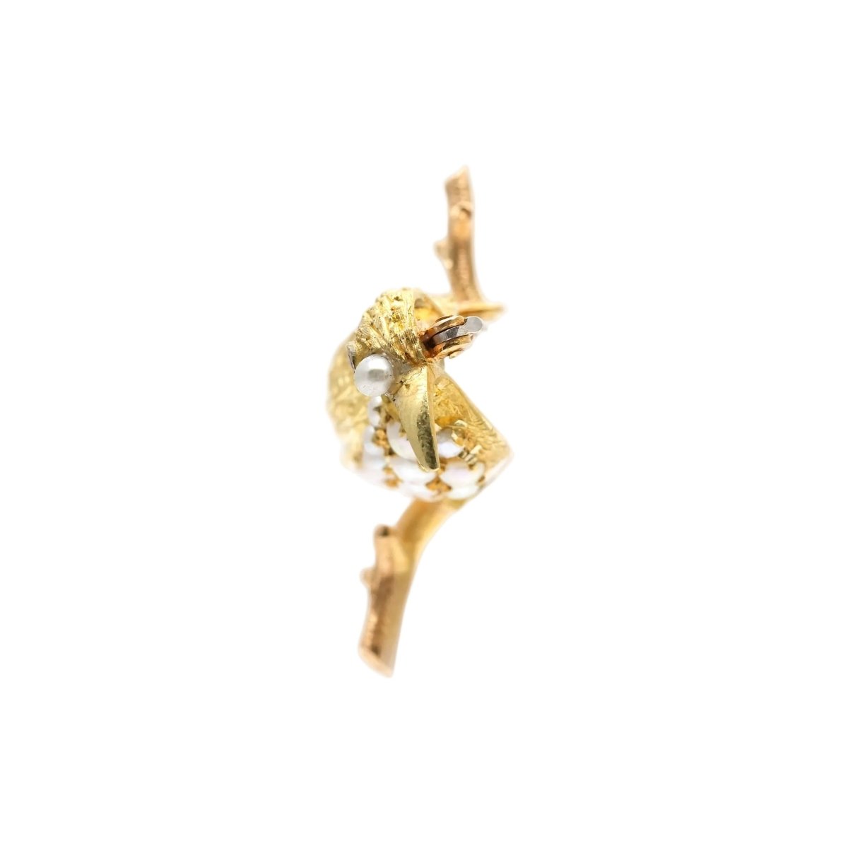 Broche Épingle en or jaune, perles et rubis - Castafiore