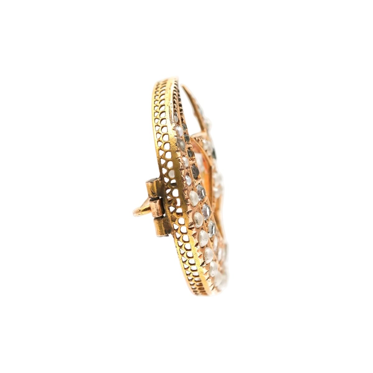 Broche Épingle en or jaune, perles et strass - Castafiore