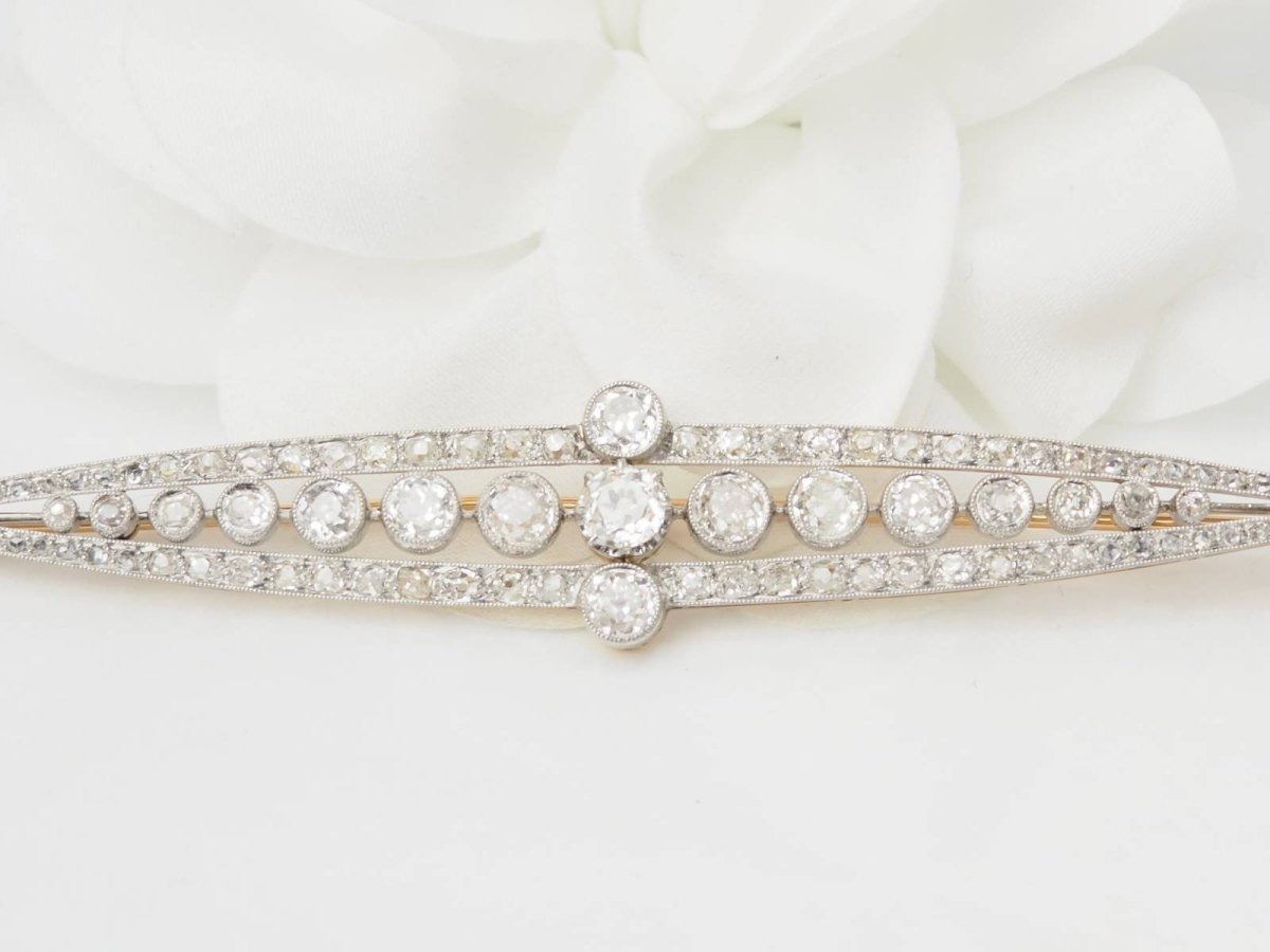 Broche Épingle en or jaune, platine et diamants - Castafiore