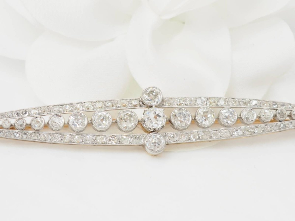 Broche Épingle en or jaune, platine et diamants - Castafiore