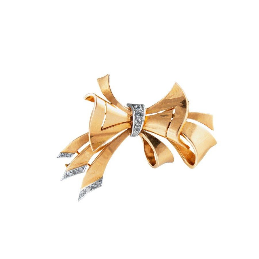 Broche Épingle en or jaune, platine et diamants - Castafiore