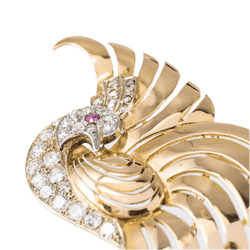 Broche Épingle en or jaune, platine, rubis et diamants - Castafiore