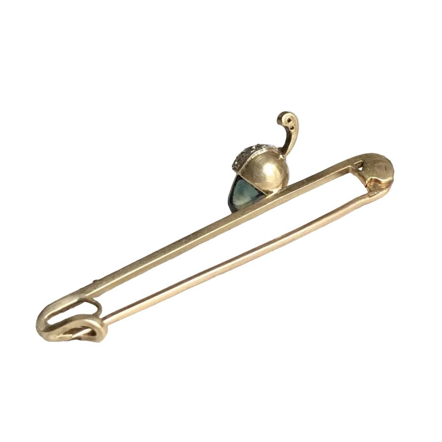 Broche Épingle en or jaune, platine, saphir et diamants - Castafiore