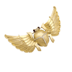 Broche Épingle en or jaune, rubis et diamants - Castafiore