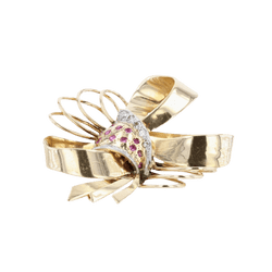 Broche Épingle en or jaune, rubis et diamants - Castafiore