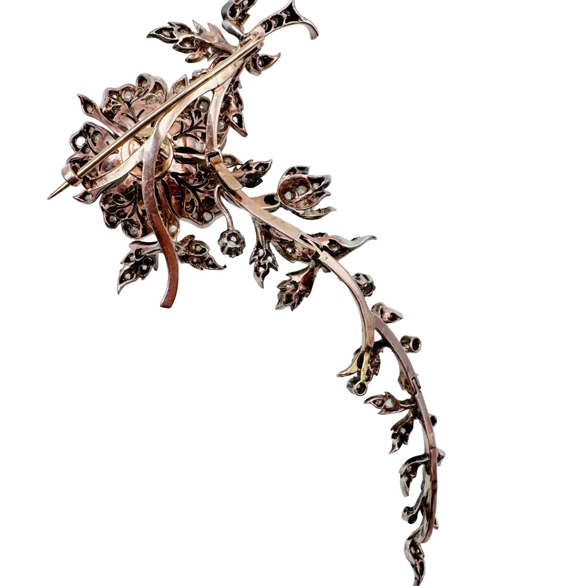Broche Épingle en or rose, argent et diamants - Castafiore