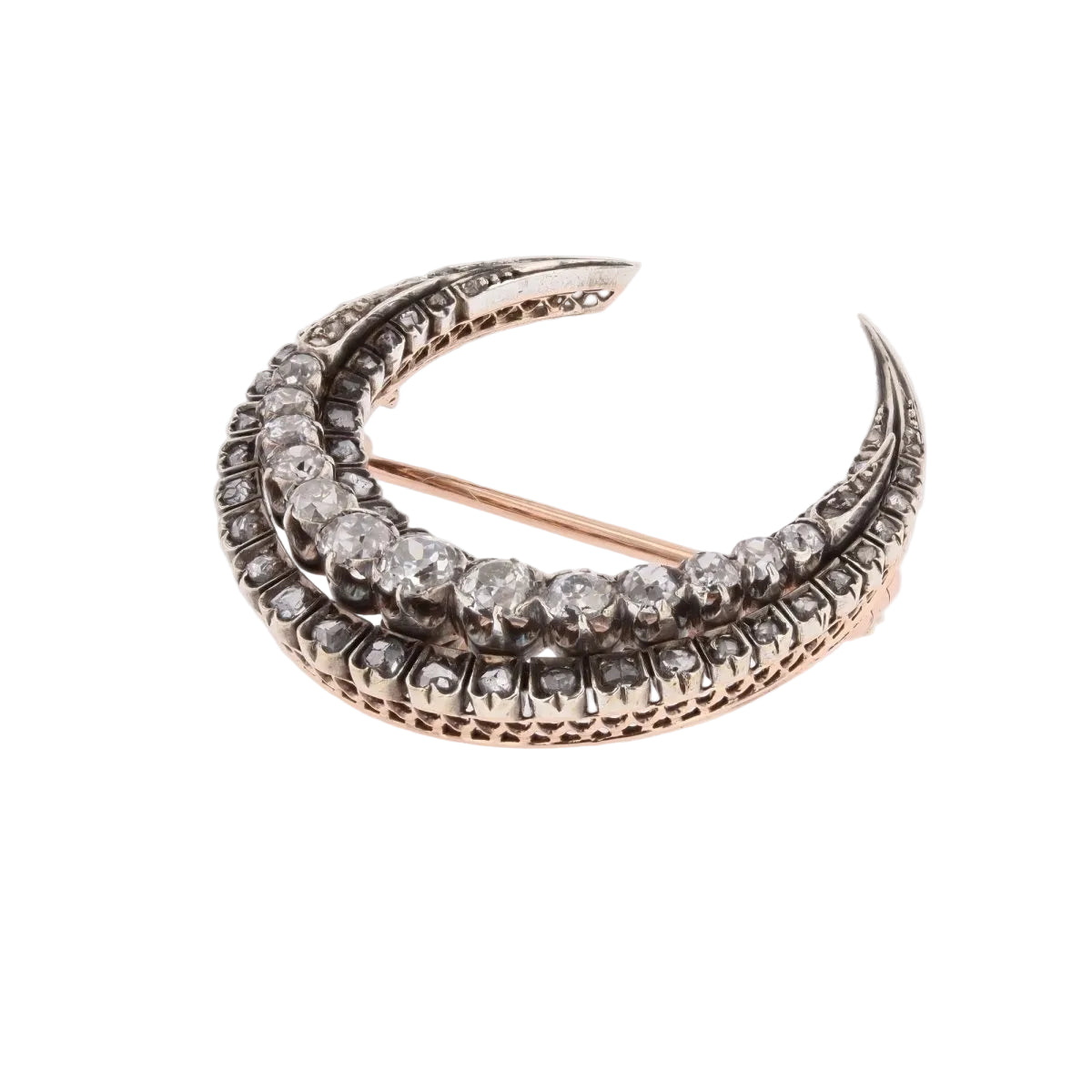 Broche Épingle en or rose, argent et diamants - Castafiore