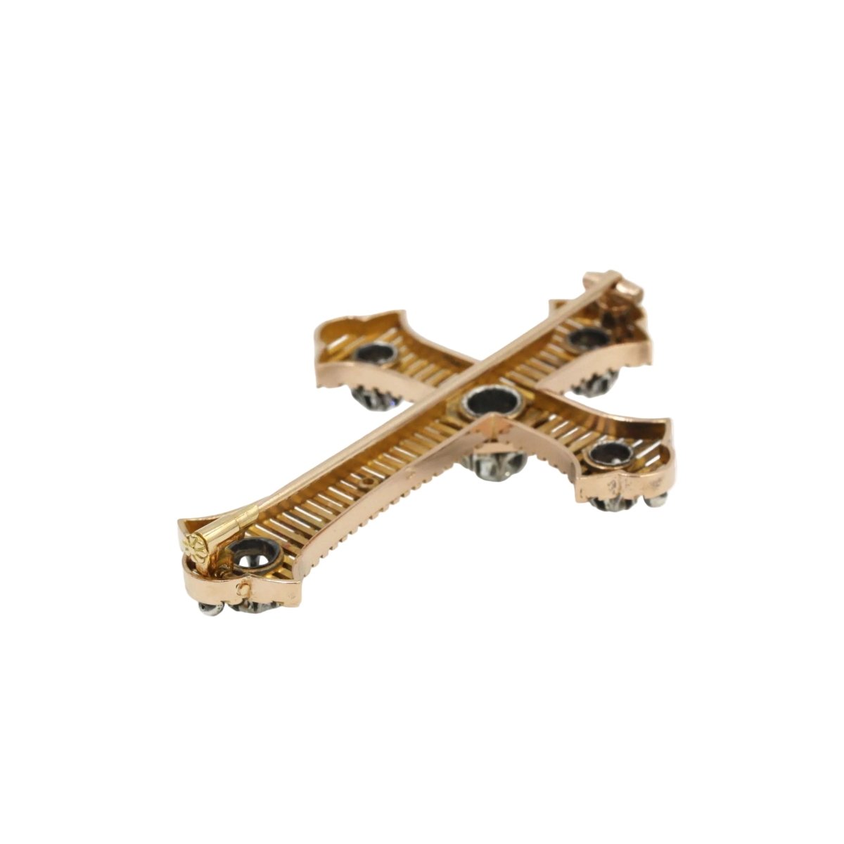Brooch Pin in rose gold, silver and diamonds