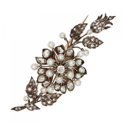 Broche Épingle en or rose, argent, perles et diamants - Castafiore