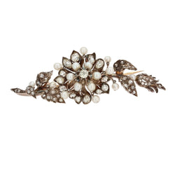 Broche Épingle en or rose, argent, perles et diamants - Castafiore