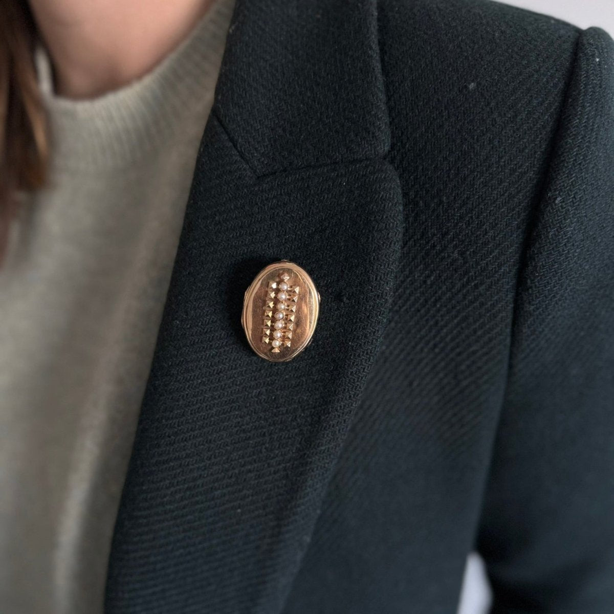 Broche Épingle en or rose et perles - Castafiore