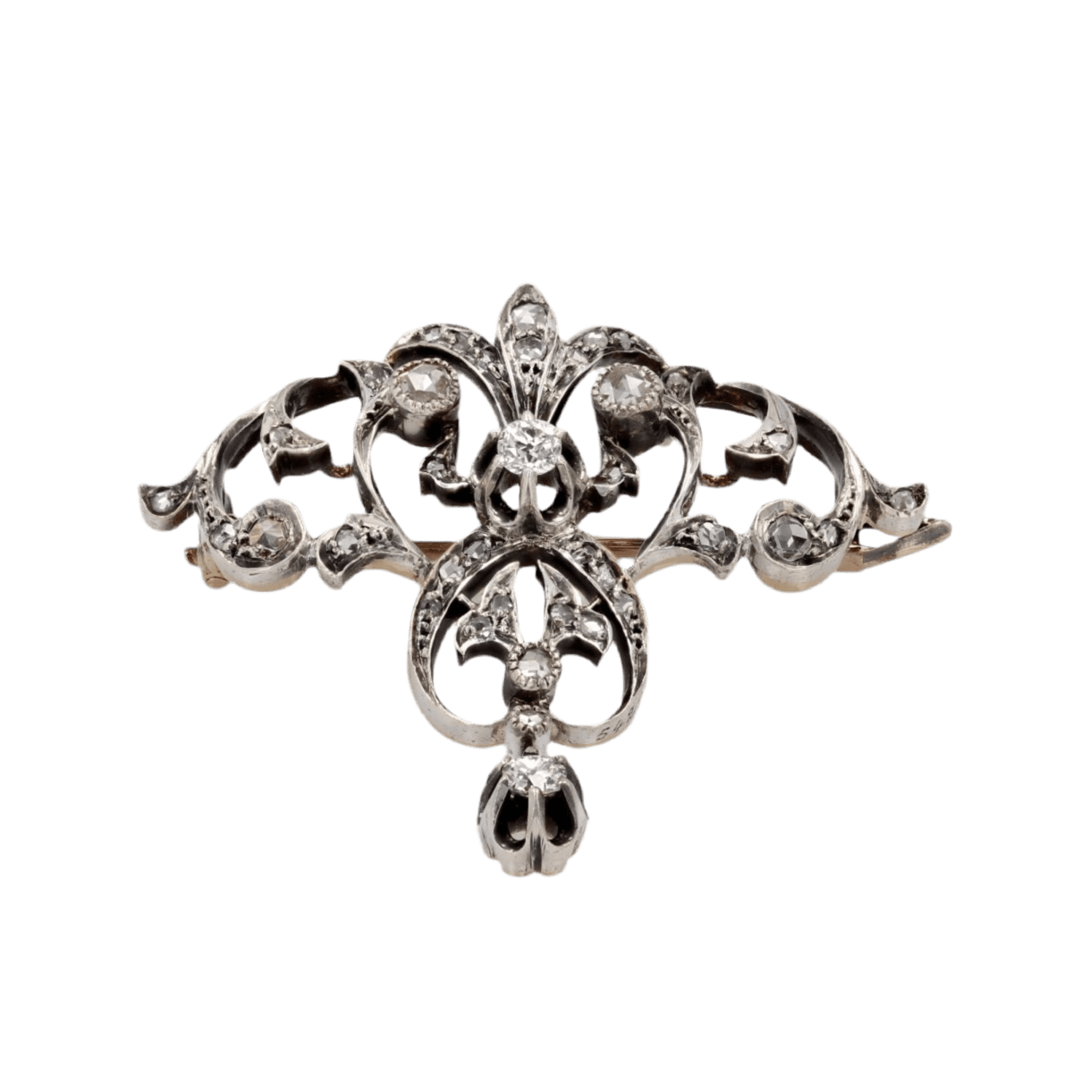 Broche Épingle en or rose, or jaune, argent et diamants - Castafiore