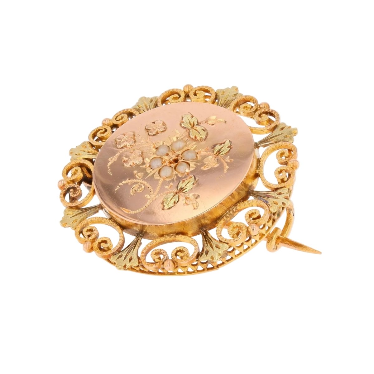 Brooch old collar rose gold fine pearls
