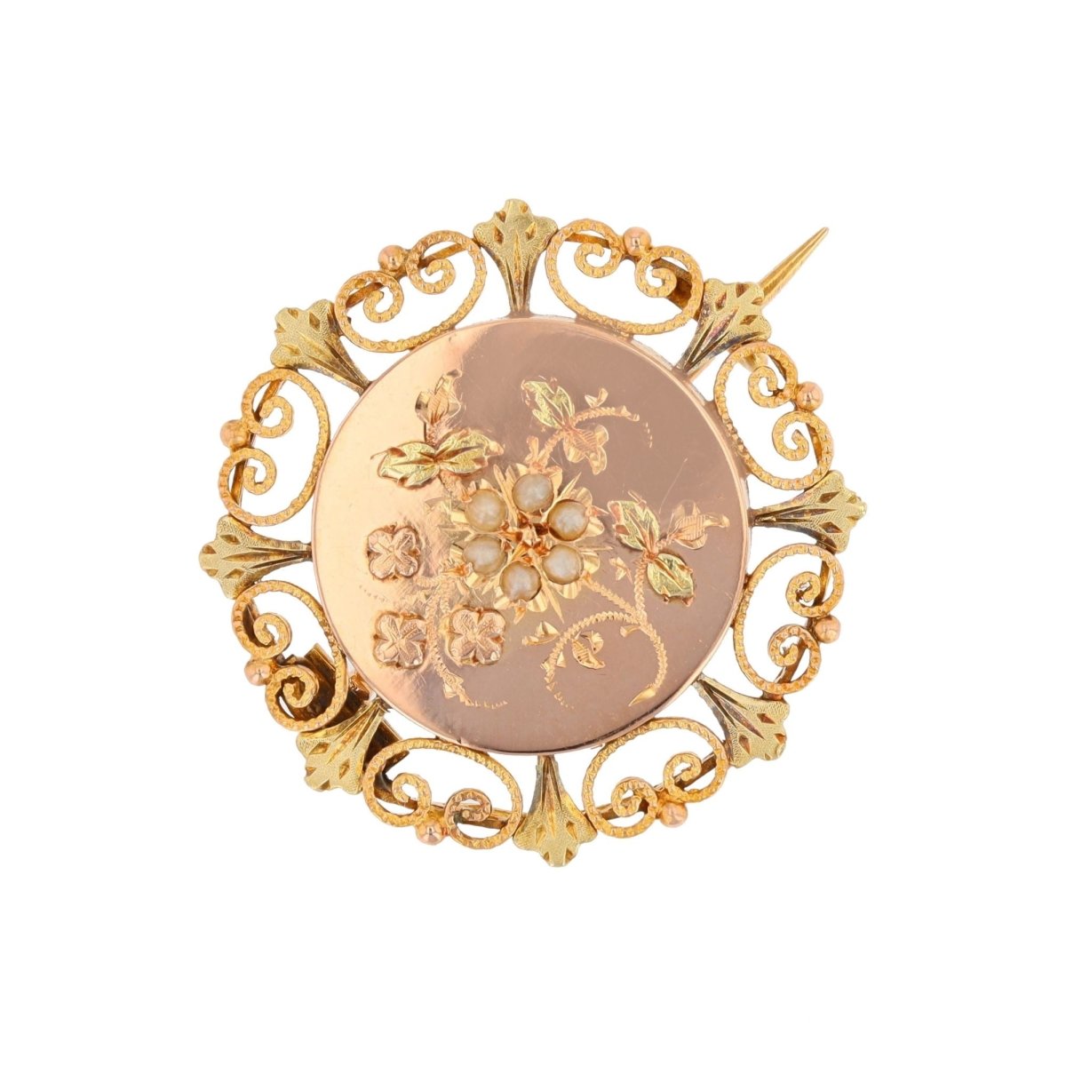 Brooch old collar rose gold fine pearls
