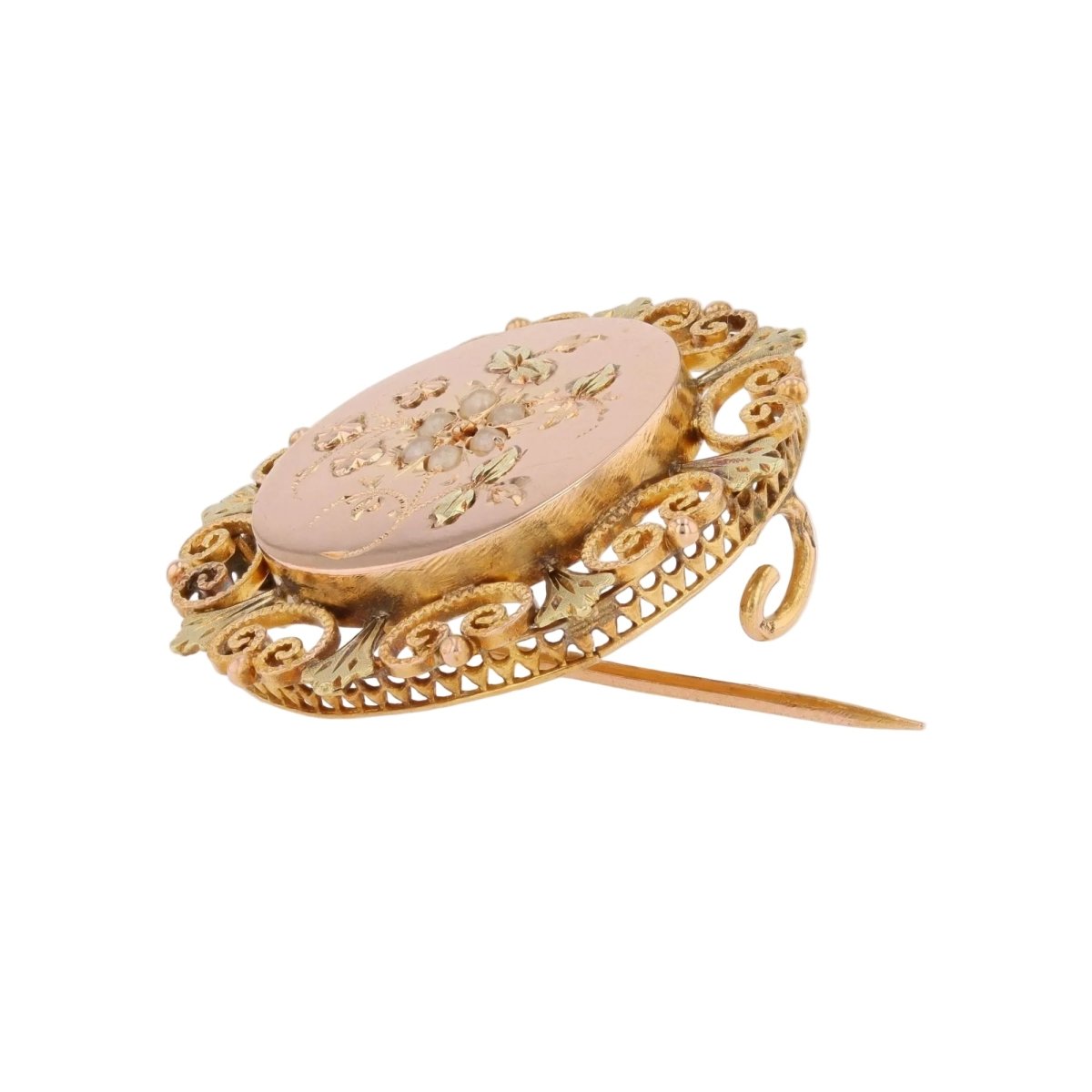 Brooch old collar rose gold fine pearls