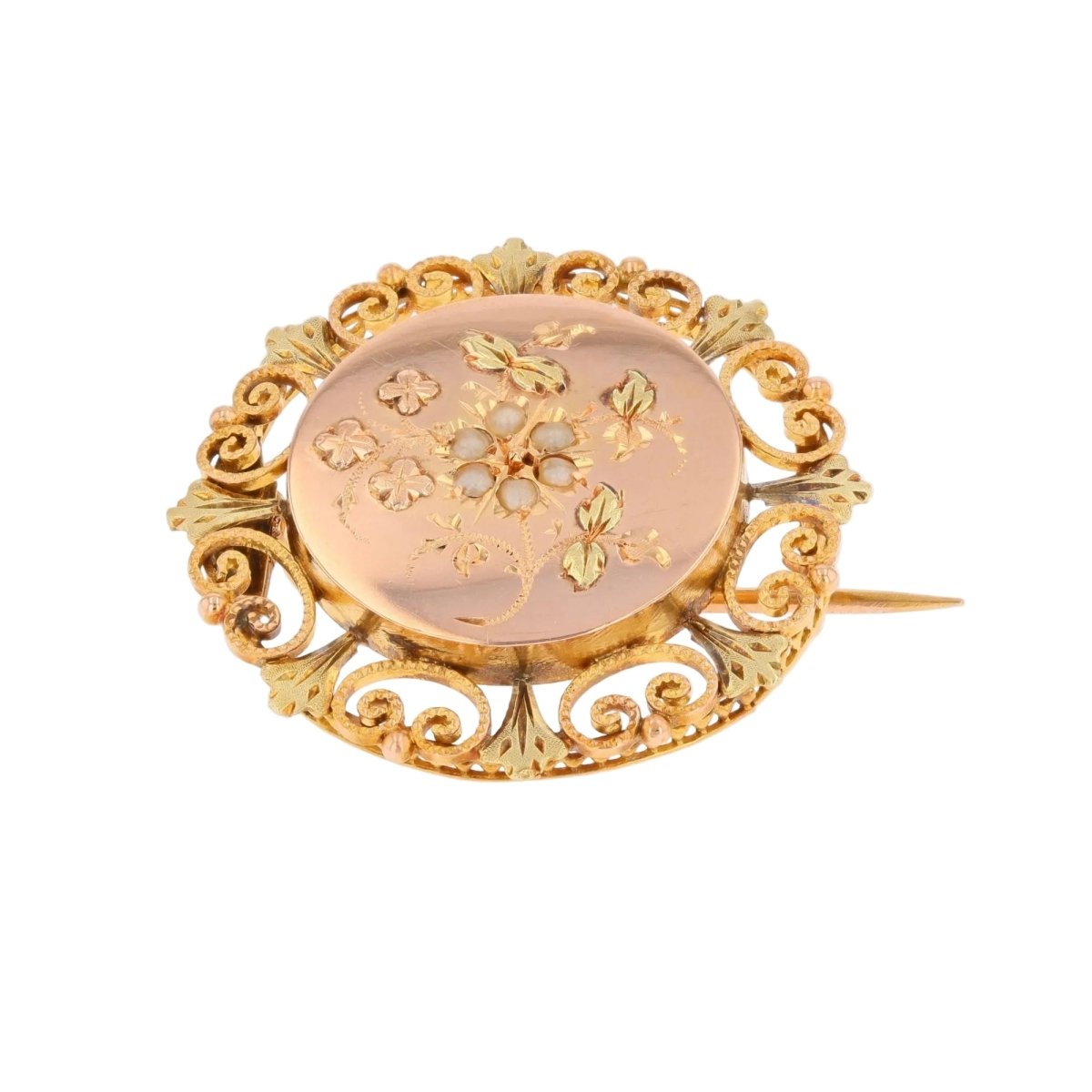 Brooch old collar rose gold fine pearls