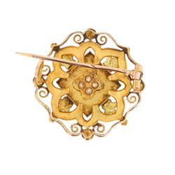 Broche Épingle en or rose, or vert, perles et diamants - Castafiore