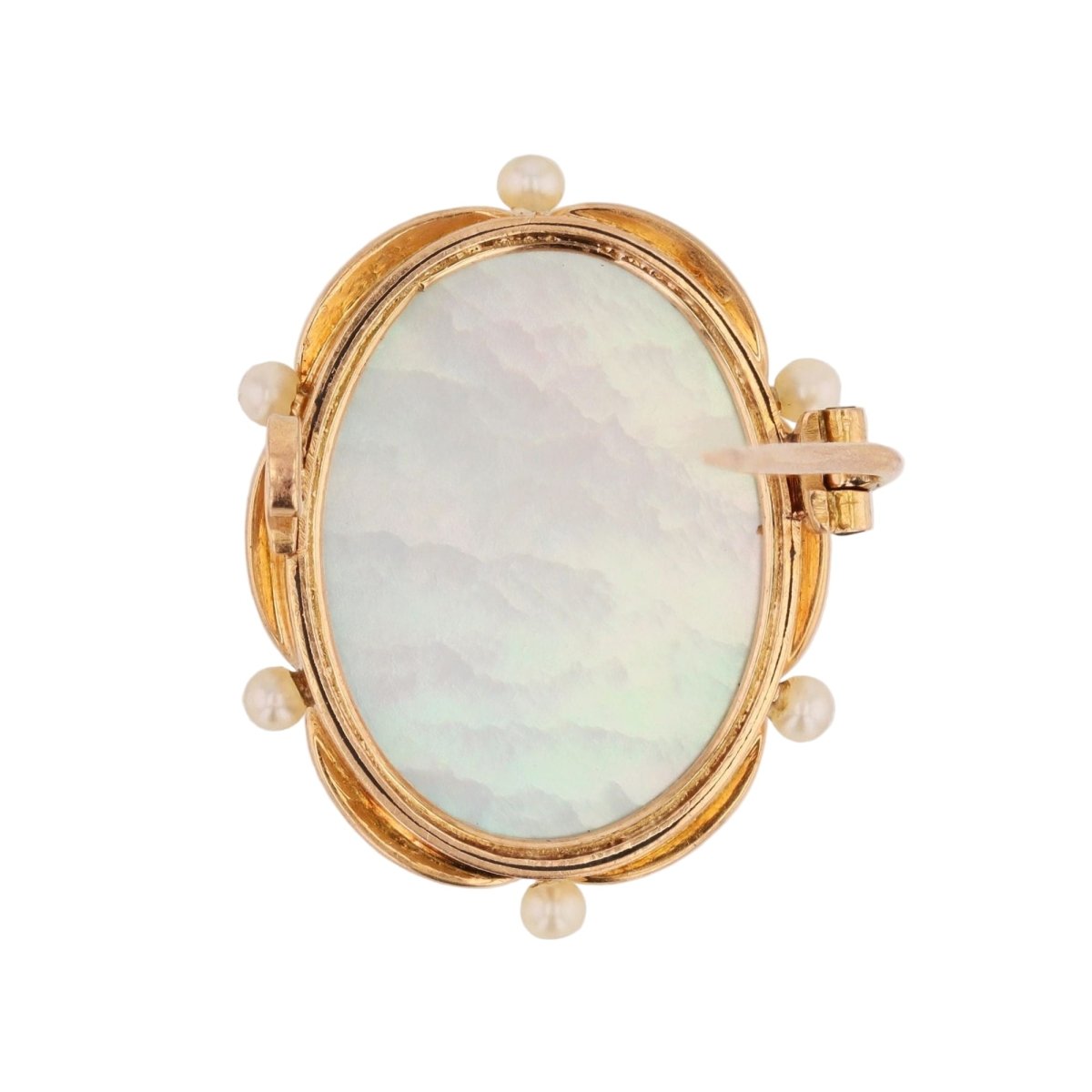Broche Épingle en or rose, perles et nacre - Castafiore