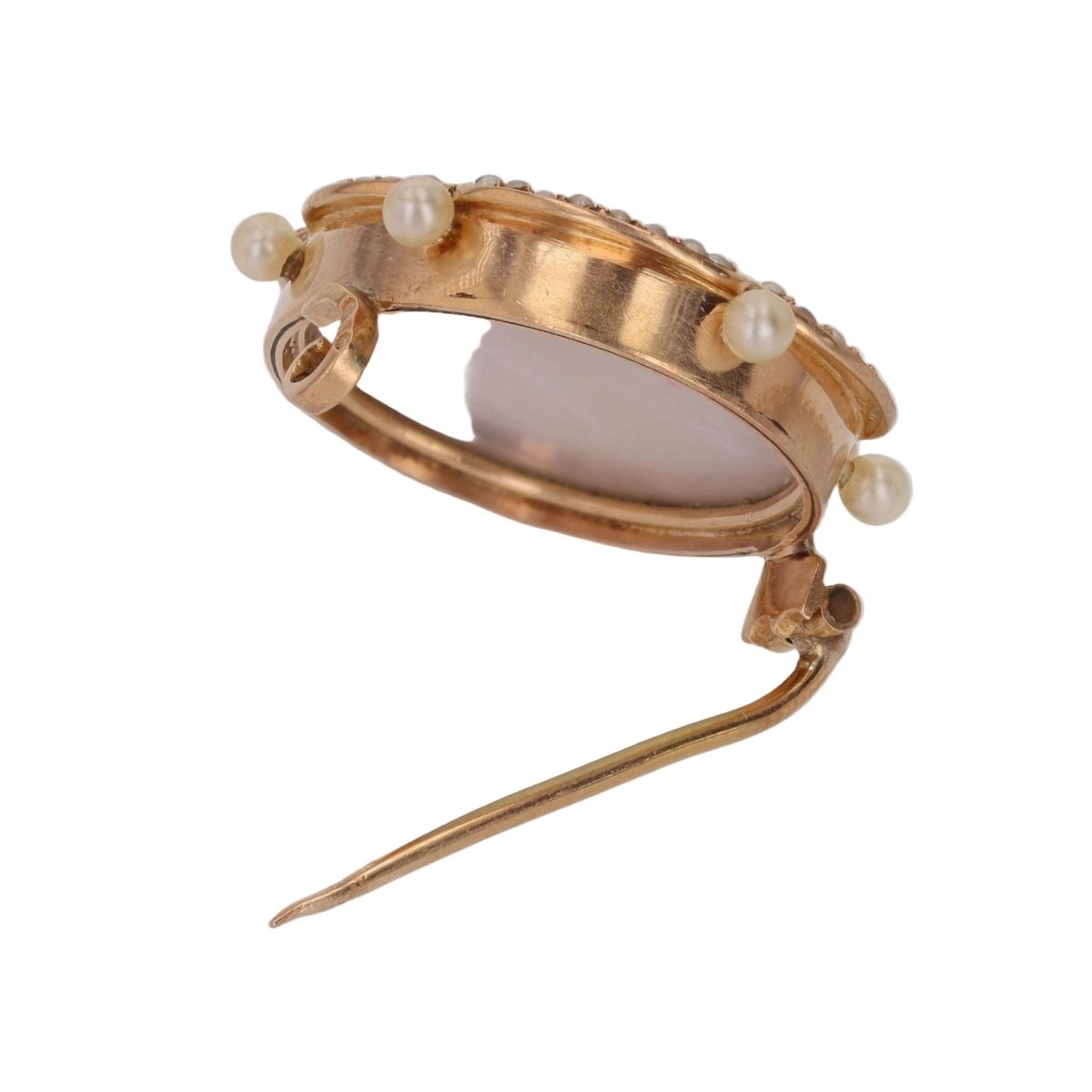Broche Épingle en or rose, perles et nacre - Castafiore