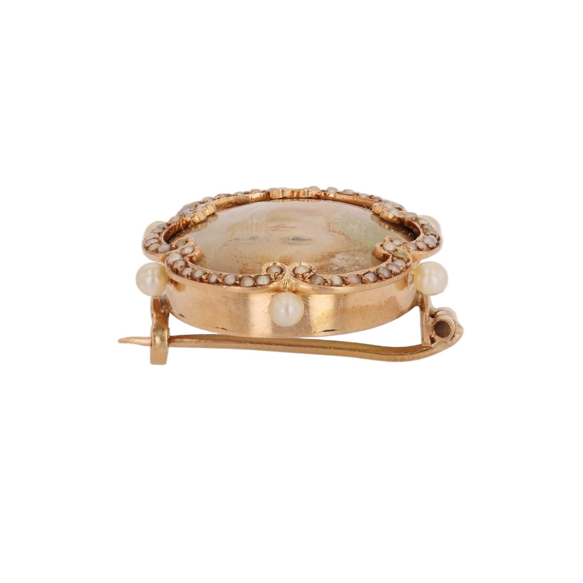 Broche Épingle en or rose, perles et nacre - Castafiore