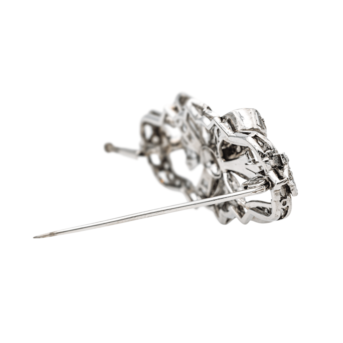 Broche Épingle en palladium et diamants - Castafiore