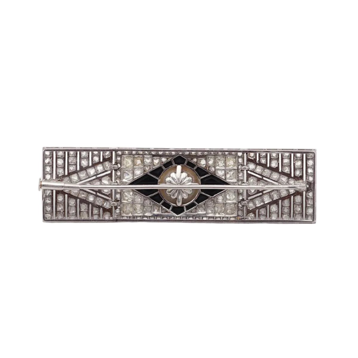 Broche Épingle en platine, perle, onyx et diamants - Castafiore
