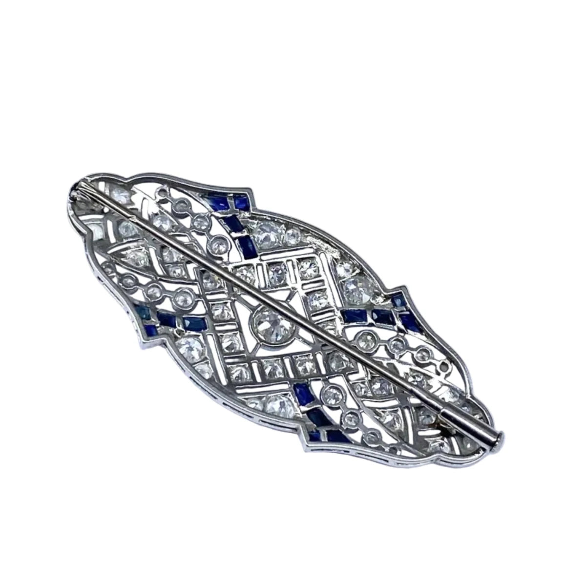 Broche Épingle en platine, saphirs et diamants - Castafiore
