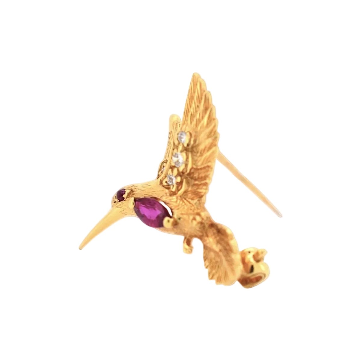 Broche Épingle E.WOLFE & CO. en or jaune, rubis et diamants - Castafiore