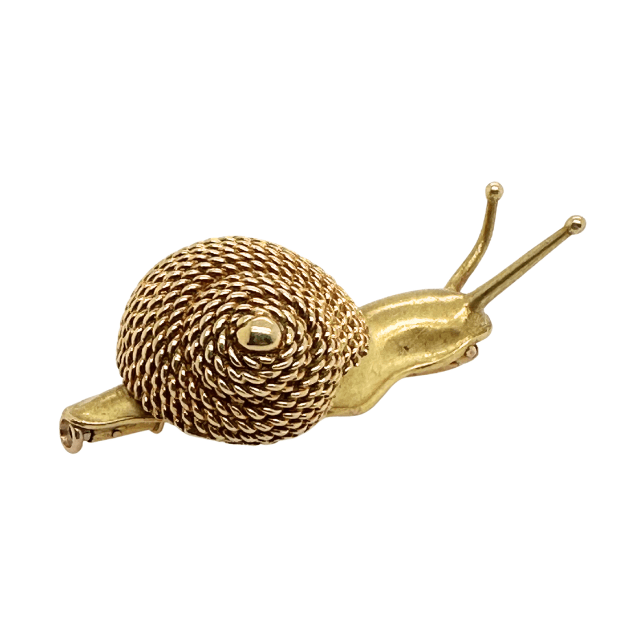 Broche Épingle HERMÉS "Escargot" en or jaune - Castafiore