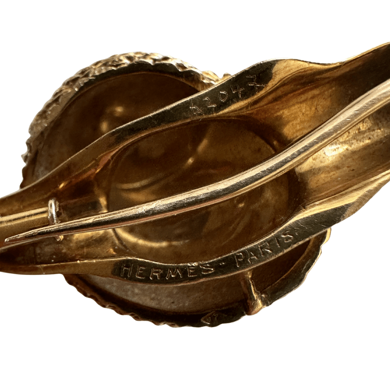 Broche Épingle HERMÉS "Escargot" en or jaune - Castafiore
