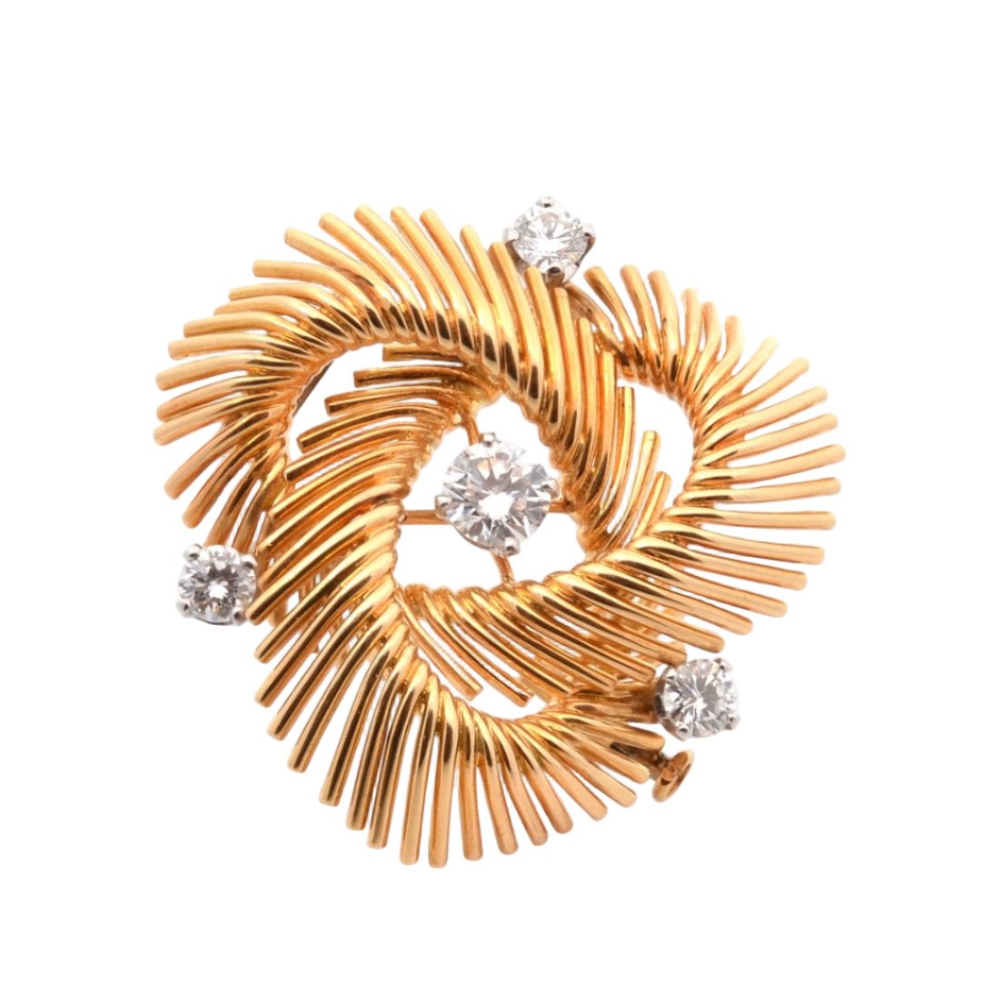 Broche Épingle MELLERIO en or jaune et diamants - Castafiore