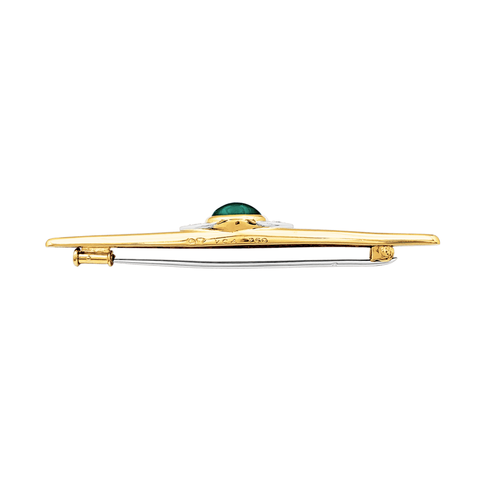 Brooch Van Cleef & Arpels, yellow gold, paltinium, cabochon chrysoprase and diamonds.