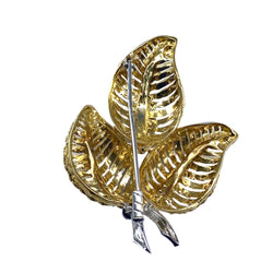 Broche Feuille en or jaune et diamants - Castafiore