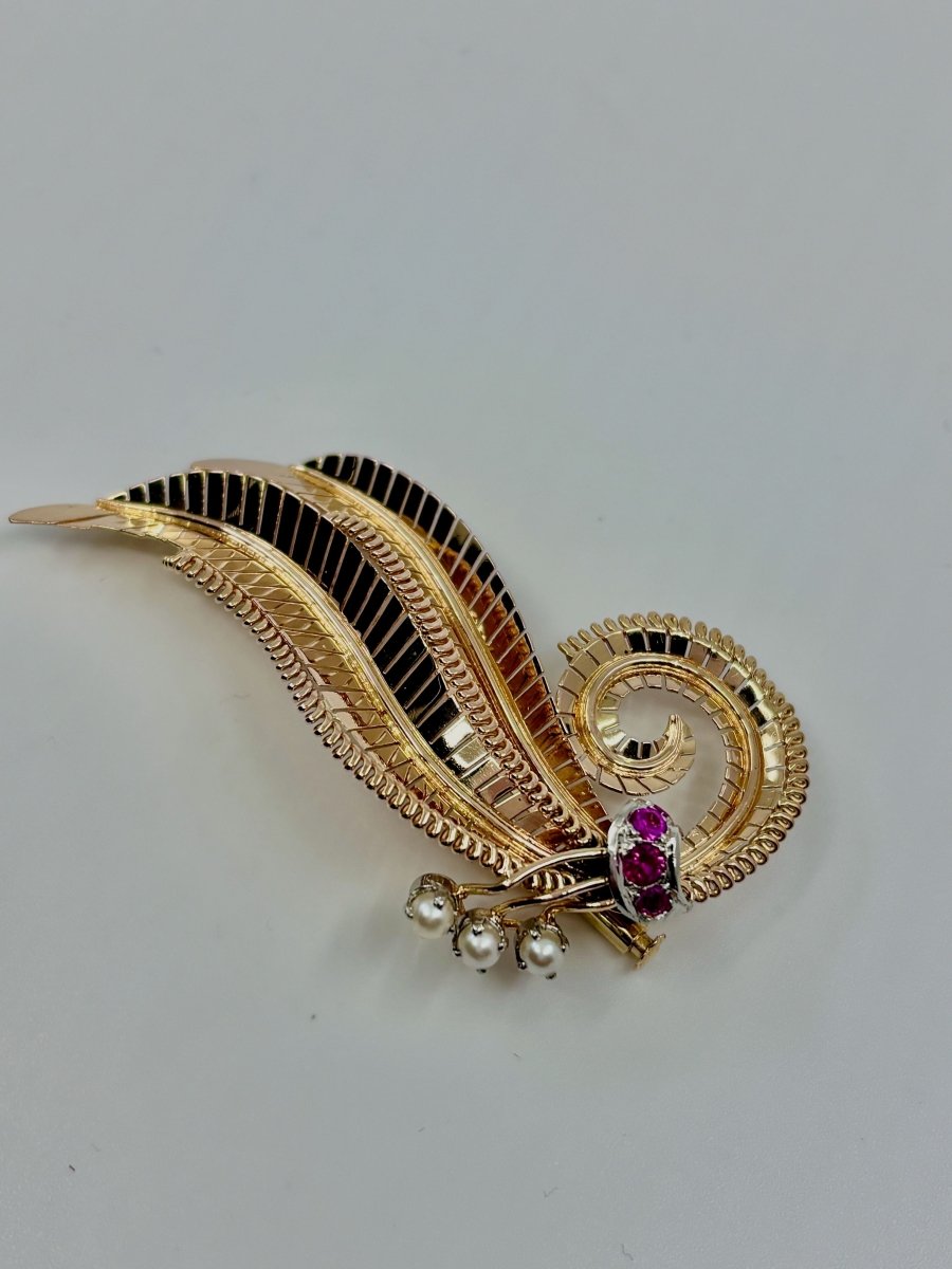 Broche feuille époque 1950 - Castafiore