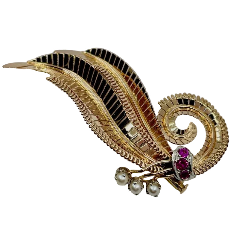 Broche feuille époque 1950 - Castafiore