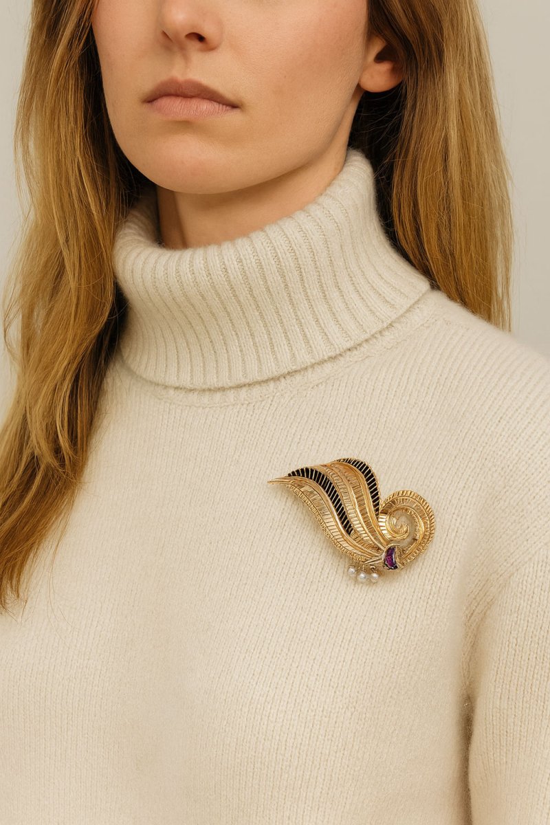 Broche feuille époque 1950 - Castafiore