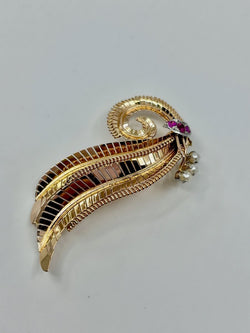 Broche feuille époque 1950 - Castafiore