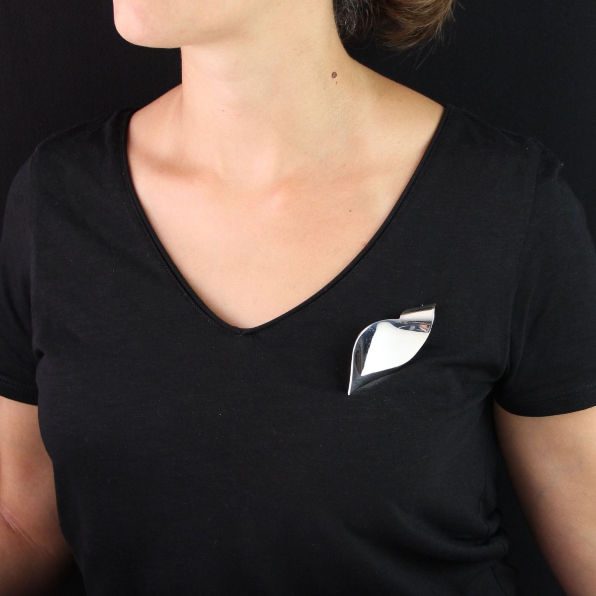 Broche FEUILLE stylisée en argent - Castafiore