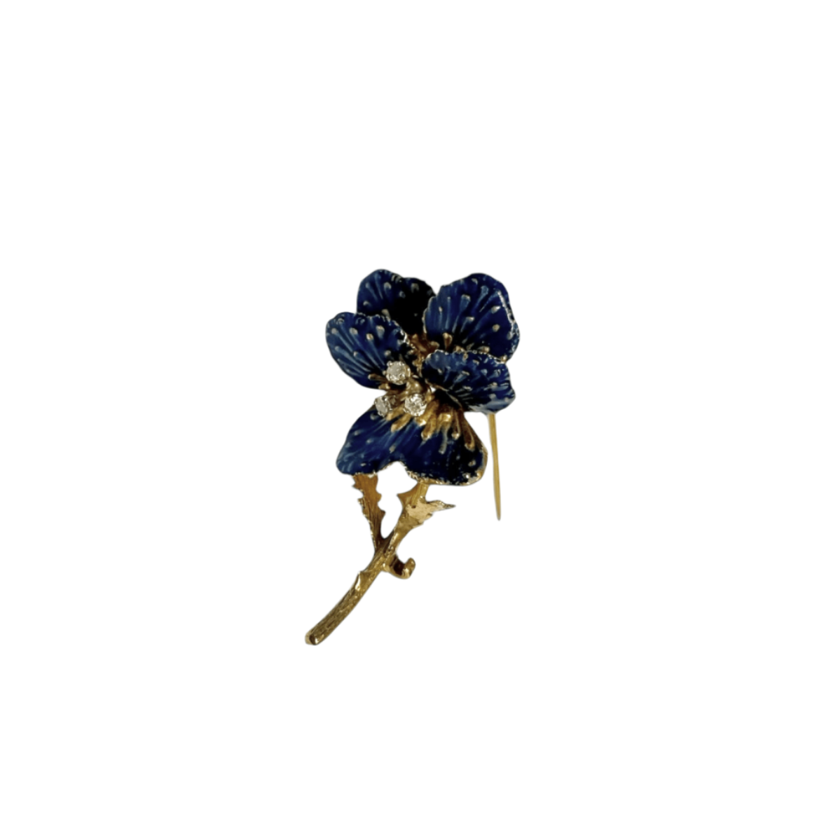 Broche « fleur bleue » Éd. Richards en or jaune et diamants - Castafiore