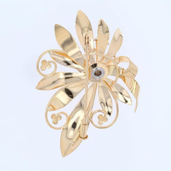 Broche fleur ciselée en or rose et or blanc - Castafiore