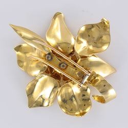 Broche fleur en or et grenat orange cabochon - Castafiore