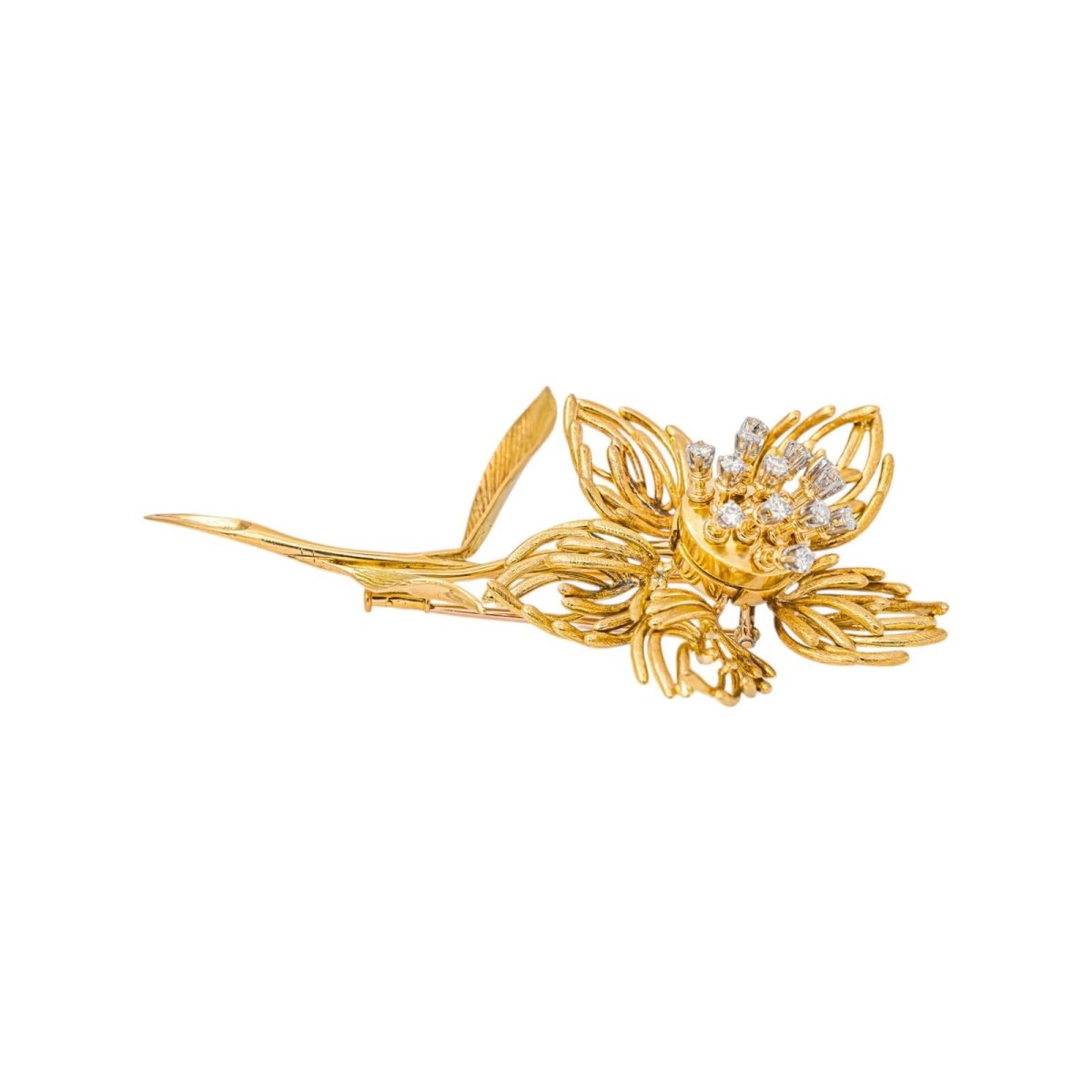 Broche Fleur Or jaune Diamant - Castafiore
