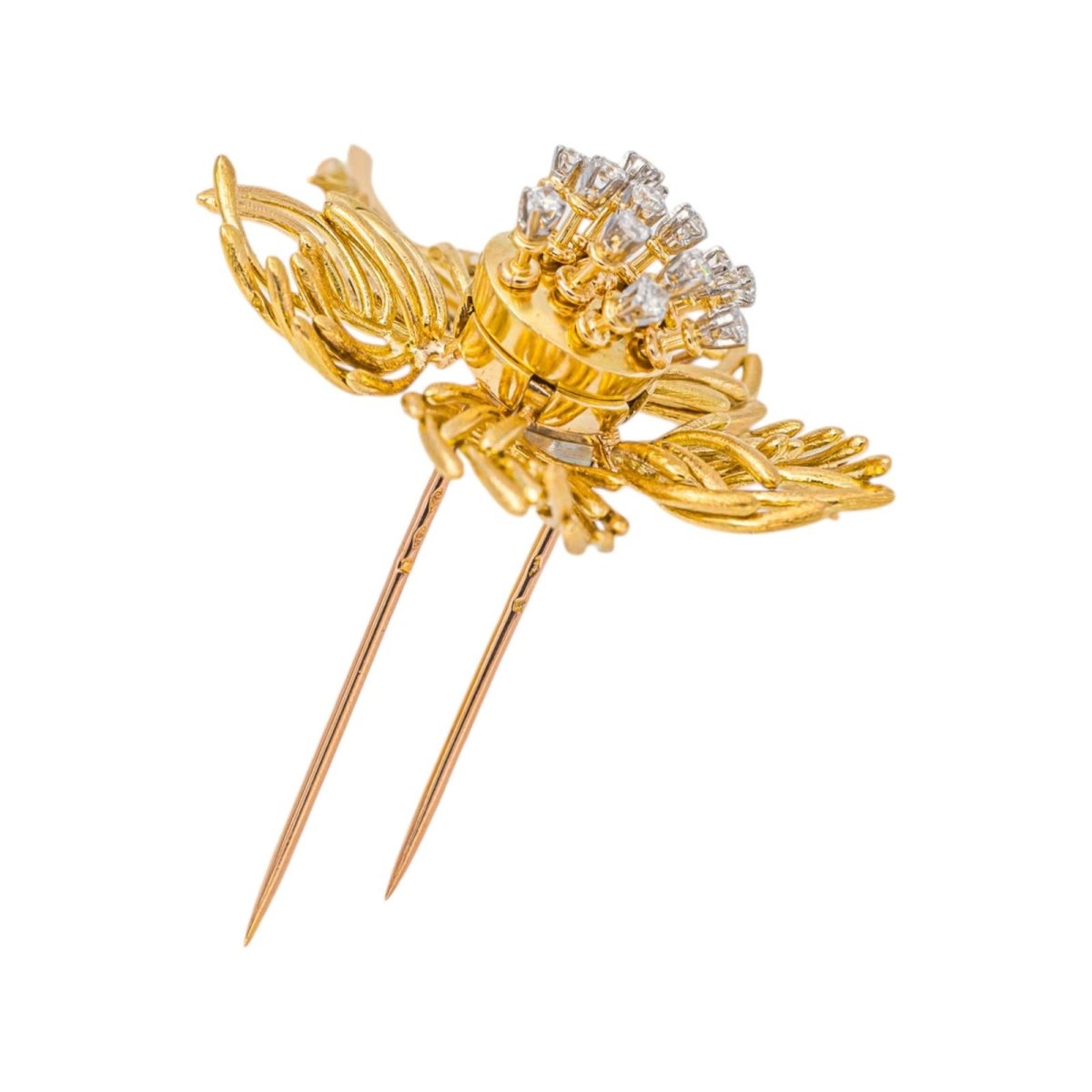 Broche Fleur Or jaune Diamant - Castafiore