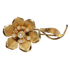 Broche fleur rétro or jaune et perles - Castafiore